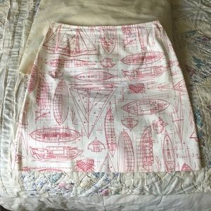 Ann Taylor Nautical Red-on-White Skirt s: 4